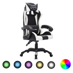 Gaming-Stuhl mit RGB LED-Leuchten Wei und Schwarz...