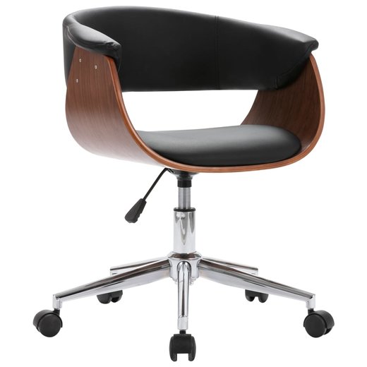 Drehbarer Brostuhl Schwarz Bugholz und Kunstleder