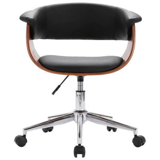 Drehbarer Brostuhl Schwarz Bugholz und Kunstleder