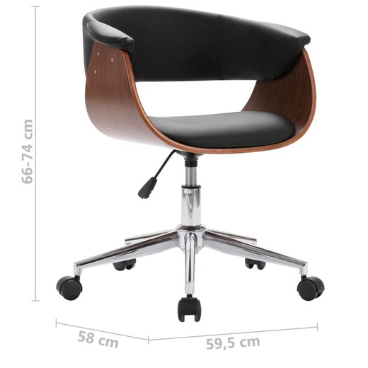Drehbarer Brostuhl Schwarz Bugholz und Kunstleder