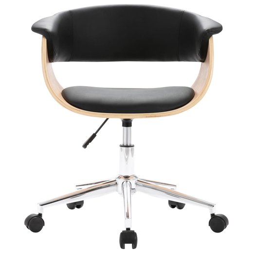 Drehbarer B�rostuhl Schwarz Bugholz und Kunstleder