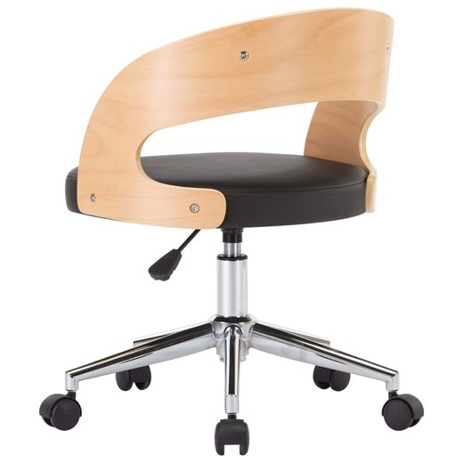 Drehbarer Brostuhl Schwarz Bugholz und Kunstleder