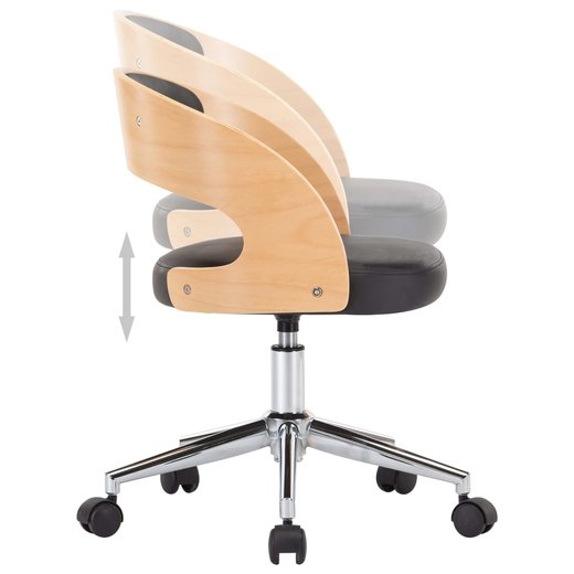 Drehbarer Brostuhl Schwarz Bugholz und Kunstleder