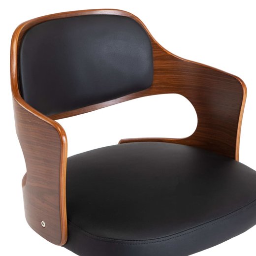 Drehbarer Brostuhl Schwarz Bugholz und Kunstleder