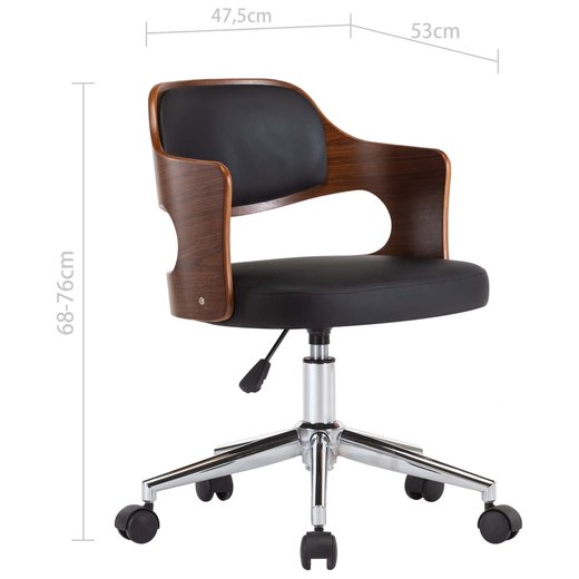 Drehbarer Brostuhl Schwarz Bugholz und Kunstleder