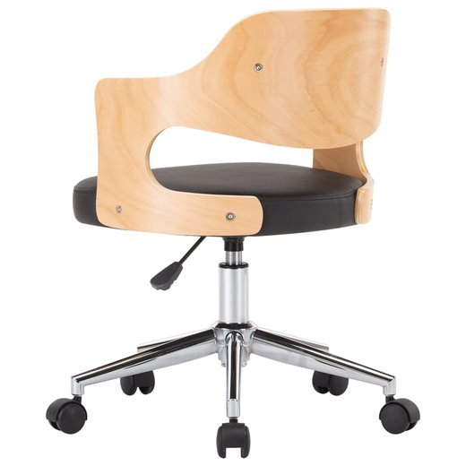 Drehbarer Brostuhl Schwarz Bugholz und Kunstleder