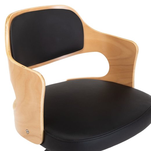 Drehbarer Brostuhl Schwarz Bugholz und Kunstleder