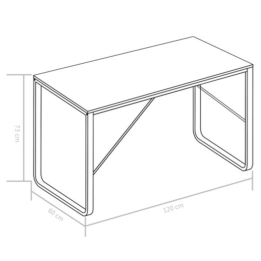 Computertisch Schwarz und Eiche 120 x 60 x 73 cm