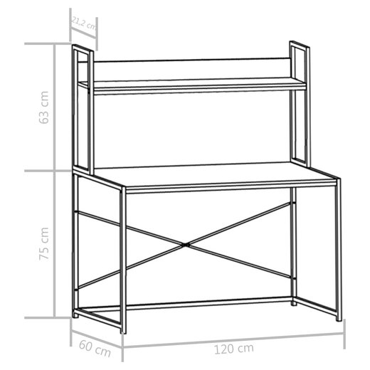 Computertisch Schwarz und Eiche 12060138 cm