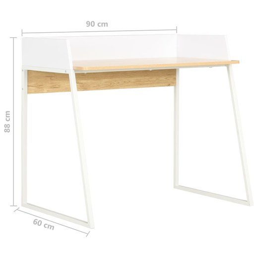 Schreibtisch Wei und Eiche 90x60x88 cm