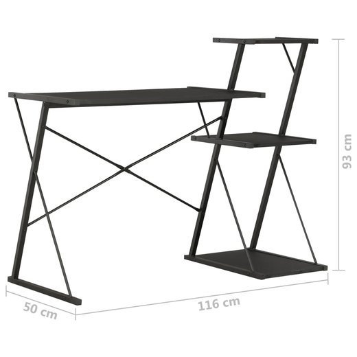Schreibtisch mit Regal Schwarz 1165093 cm