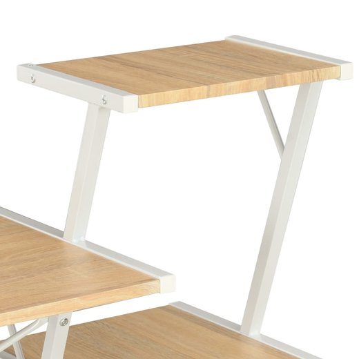Schreibtisch mit Regal Wei und Eiche 1165093 cm
