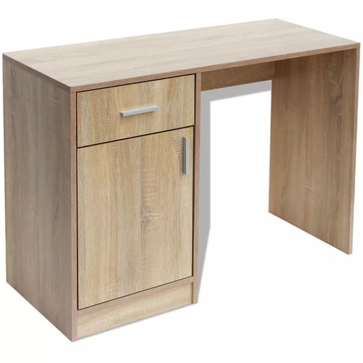 Schreibtisch mit Schublade und Schrank Eiche 100x40x73 cm
