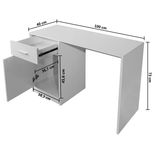 Schreibtisch mit Schublade und Schrank Wei 100x40x73 cm