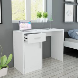 Schreibtisch mit Schublade und Schrank Wei 100x40x73 cm