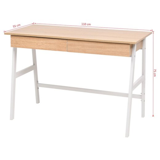 Schreibtisch 1105575 cm Eichenbraun und Wei