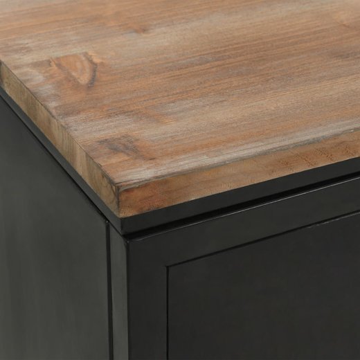 Schreibtisch mit Stnder Tannenholz Massiv und Stahl 120x50x76 cm