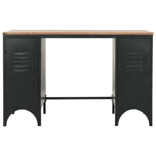 Schreibtisch mit Stnder Tannenholz Massiv und Stahl 120x50x76 cm