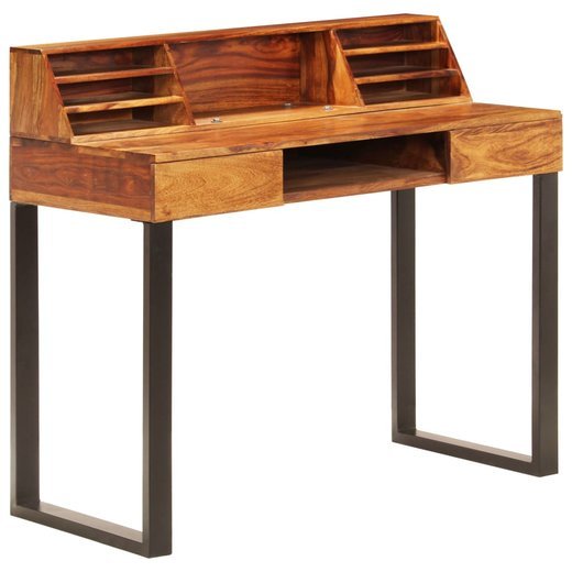 Schreibtisch 110 x 50 x 94 cm Massivholz und Stahl