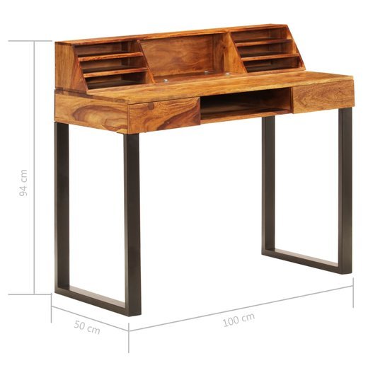 Schreibtisch 110 x 50 x 94 cm Massivholz und Stahl