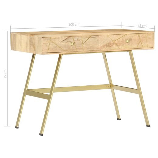 Schreibtisch mit Schubladen 1005575 cm Massivholz Mango