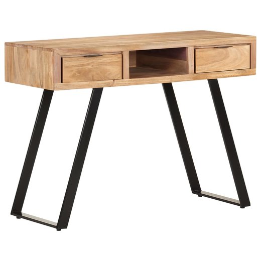 Schreibtisch 110x50x75 cm Massivholz Akazie mit Naturkanten