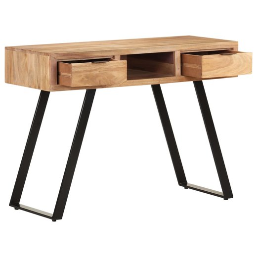 Schreibtisch 110x50x75 cm Massivholz Akazie mit Naturkanten