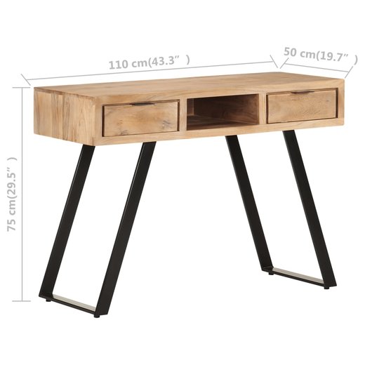 Schreibtisch 110x50x75 cm Massivholz Akazie mit Naturkanten