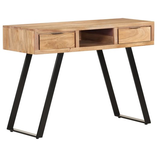 Schreibtisch 110x50x75 cm Massivholz Akazie mit Naturkanten