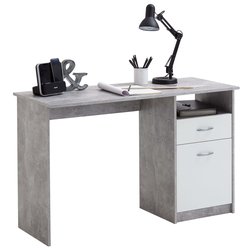 FMD Schreibtisch mit 1 Schublade 123×50×76,5 cm Betongrau...