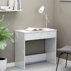 Schreibtisch Hochglanz-Weiß 80×40×75 cm Spanplatte