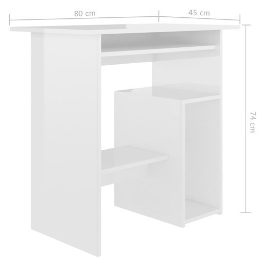 Schreibtisch Hochglanz-Wei 80 x 45 x 74 cm Spanplatte