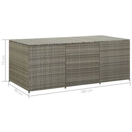 Gartenbox Poly Rattan 180x90x75 cm Grau