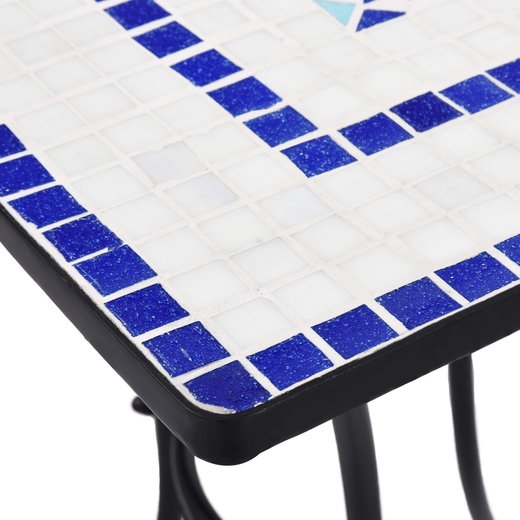 3-tlg. Bistro-Set Mosaik Keramik Blau und Wei