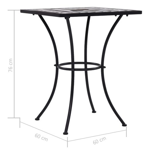 3-tlg. Bistro-Set Mosaik Keramik Schwarz und Wei