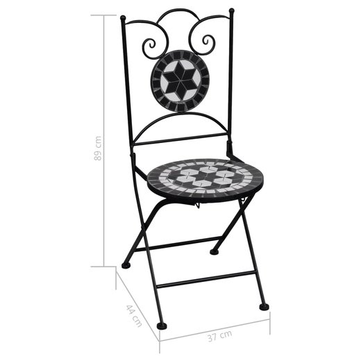 3-tlg. Bistro-Set Mosaik Keramik Schwarz und Wei