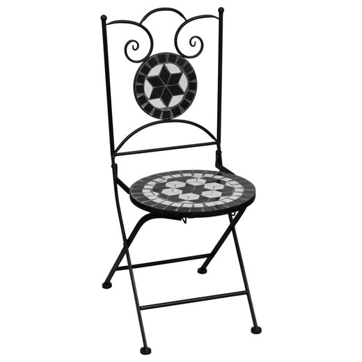 3-tlg. Bistro-Set Mosaik Keramik Schwarz und Wei