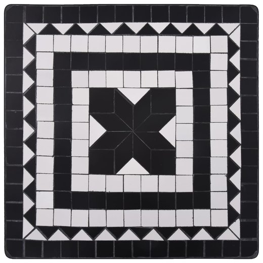 3-tlg. Bistro-Set Mosaik Keramik Schwarz und Wei