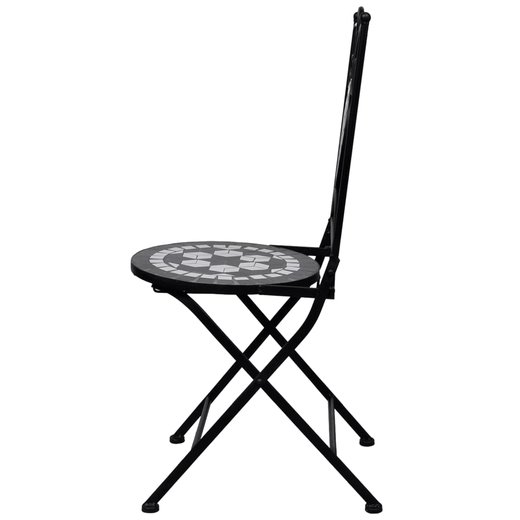 3-tlg. Bistro-Set Mosaik Keramik Schwarz und Wei