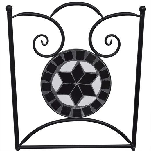3-tlg. Bistro-Set Mosaik Keramik Schwarz und Wei