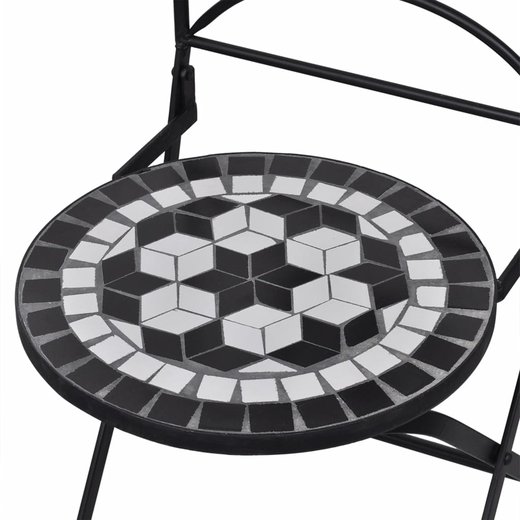 3-tlg. Bistro-Set Mosaik Keramik Schwarz und Wei