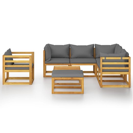 8-tlg. Garten-Lounge-Set mit Auflagen Massivholz Akazie