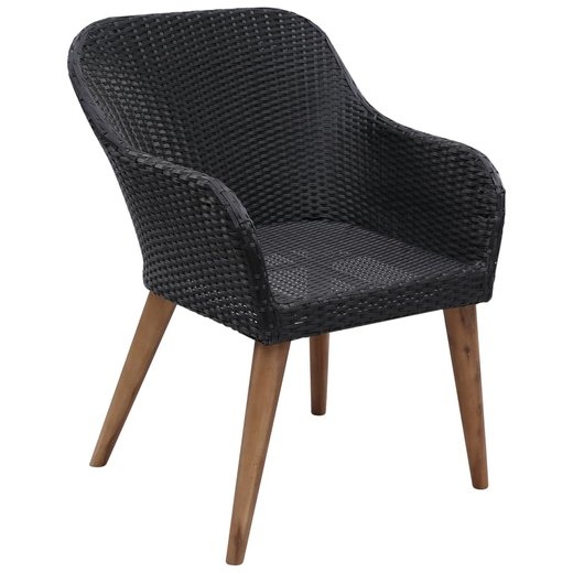 7-tlg. Garten-Essgruppe mit Auflagen Poly Rattan Schwarz