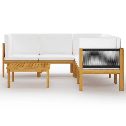 6-tlg. Garten-Lounge-Set mit Kissen Cremewei Massivholz Akazie