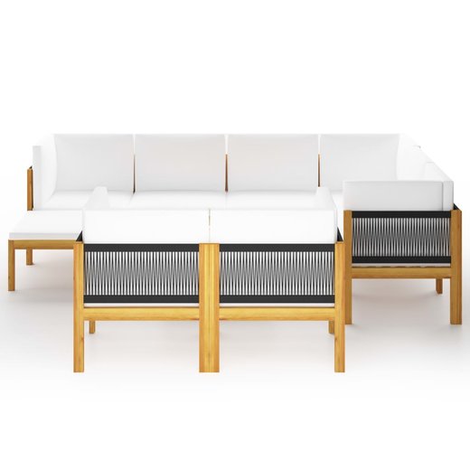 10-tlg. Garten-Lounge-Set mit Kissen Cremewei Massivholz Akazie