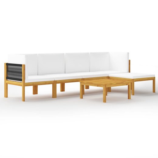 6-tlg. Garten-Lounge-Set mit Kissen Cremewei Massivholz Akazie