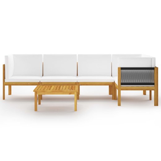 6-tlg. Garten-Lounge-Set mit Kissen Cremewei Massivholz Akazie