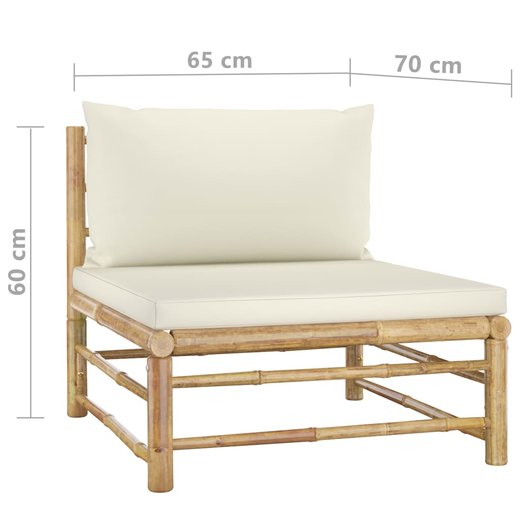 6-tlg. Garten-Lounge-Set mit Cremeweien Kissen Bambus