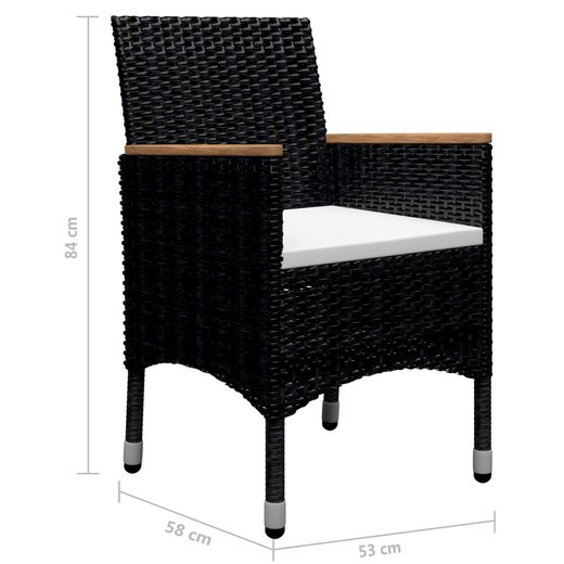 9-tlg. Garten-Essgruppe Poly Rattan und Akazienholz Schwarz