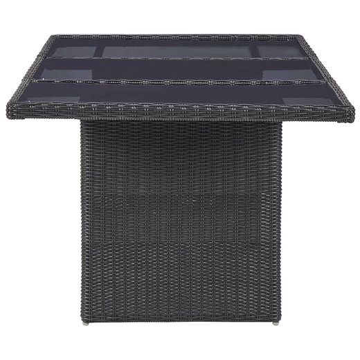 7-tlg. Garten-Essgruppe Poly Rattan Schwarz